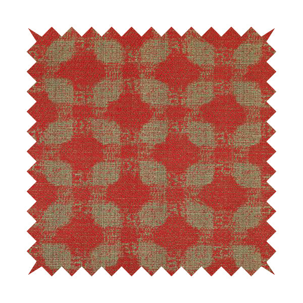 Red Pink Colour Medallion Pattern Chenille Upholstery Fabric JO-1111 - Made To Measure Curtains