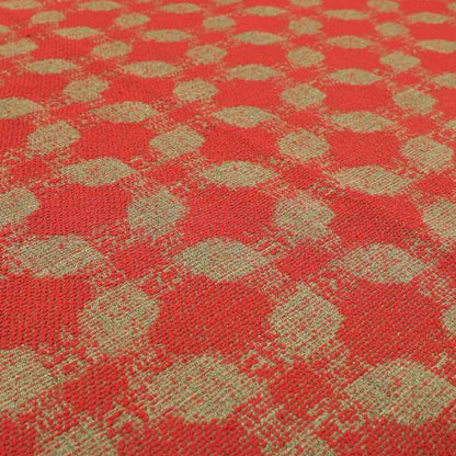 Red Pink Colour Medallion Pattern Chenille Upholstery Fabric JO-1111