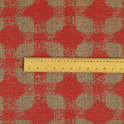 Red Pink Colour Medallion Pattern Chenille Upholstery Fabric JO-1111 - Roman Blinds