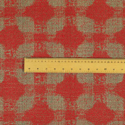 Red Pink Colour Medallion Pattern Chenille Upholstery Fabric JO-1111 - Made To Measure Curtains