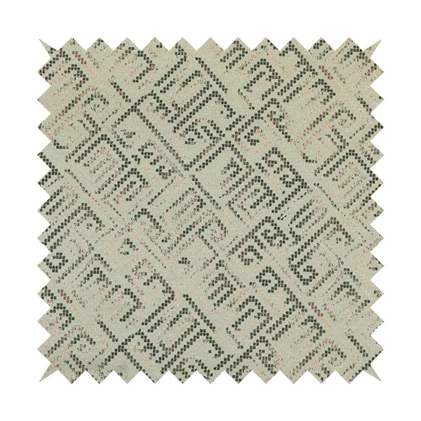 Shine Tone Grey Pink Colour Geometric Pattern Chenille Furnishing Upholstery Fabric JO-1114 - Made To Measure Curtains