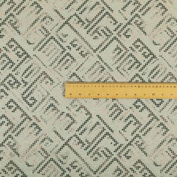 Shine Tone Grey Pink Colour Geometric Pattern Chenille Furnishing Upholstery Fabric JO-1114 - Roman Blinds