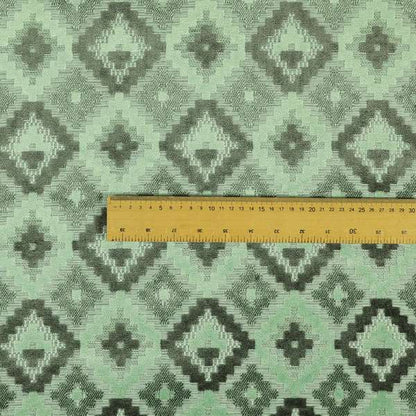 Geometric Quadrilateral Pattern Cut Velvet Material Grey Green Colour Upholstery Fabric JO-1116 - Handmade Cushions