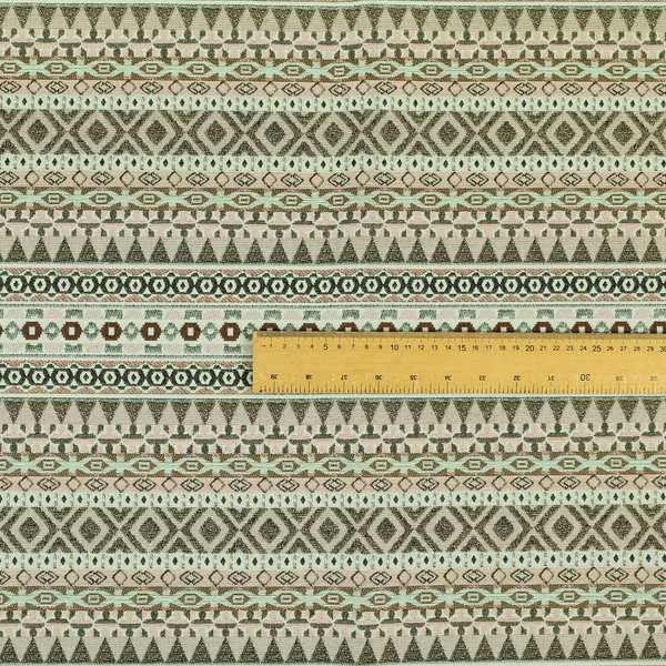 Pink White Green Colours Geometric Self Pattern Stripe Chenille Upholstery Fabric JO-1117 - Roman Blinds