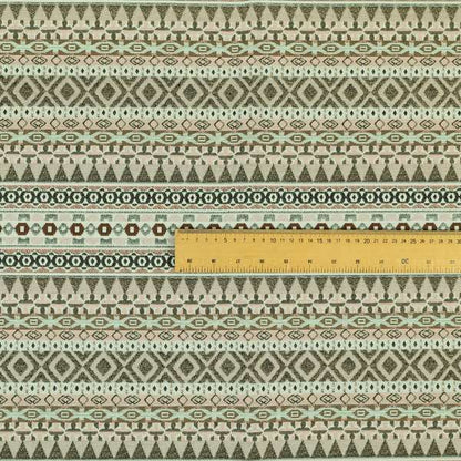 Pink White Green Colours Geometric Self Pattern Stripe Chenille Upholstery Fabric JO-1117 - Roman Blinds