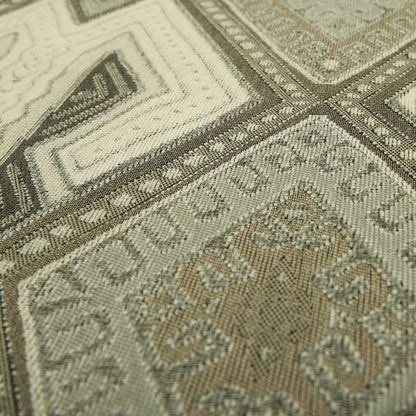 Grey Beige Colour Kilim Aztec Geometric Design Soft Chenille Upholstery Fabric JO-112 - Roman Blinds