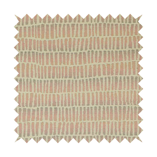 Decorative Small Uniform Pink Cream Colour Pattern Chenille Jacquard Fabric JO-1120