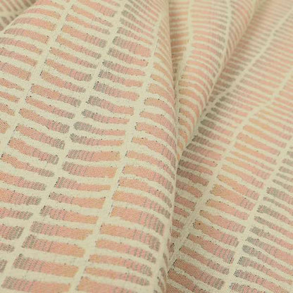 Decorative Small Uniform Pink Cream Colour Pattern Chenille Jacquard Fabric JO-1120 - Made To Measure Curtains