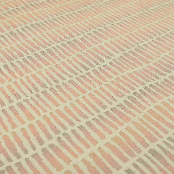 Decorative Small Uniform Pink Cream Colour Pattern Chenille Jacquard Fabric JO-1120 - Made To Measure Curtains