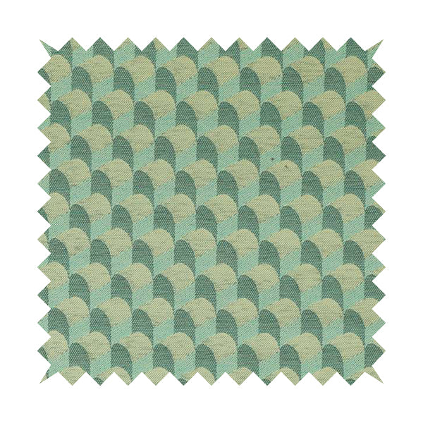 Curve Pattern Geometric Blue White Colour Chenille Upholstery Fabric JO-1124 - Roman Blinds