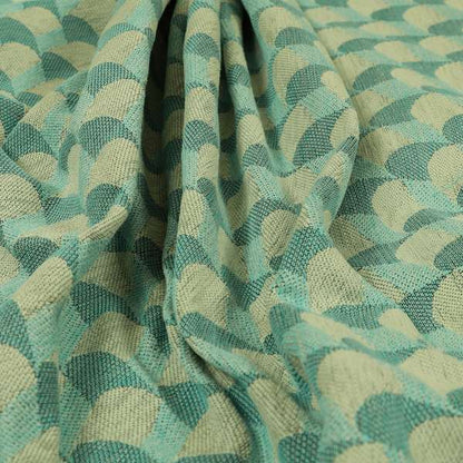 Curve Pattern Geometric Blue White Colour Chenille Upholstery Fabric JO-1124