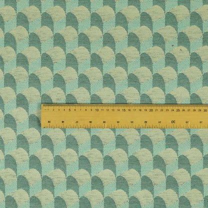 Curve Pattern Geometric Blue White Colour Chenille Upholstery Fabric JO-1124 - Roman Blinds