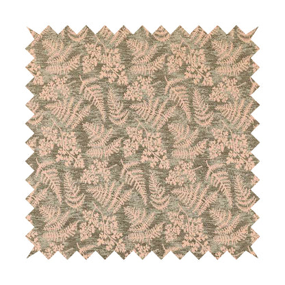 Leaf Pattern Chenille Pink Brown Colour Upholstery Fabric JO-1125 - Roman Blinds