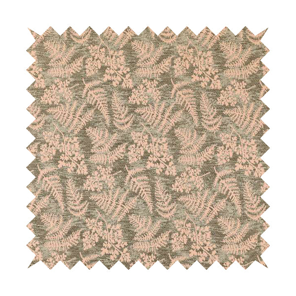 Leaf Pattern Chenille Pink Brown Colour Upholstery Fabric JO-1125 - Made To Measure Curtains