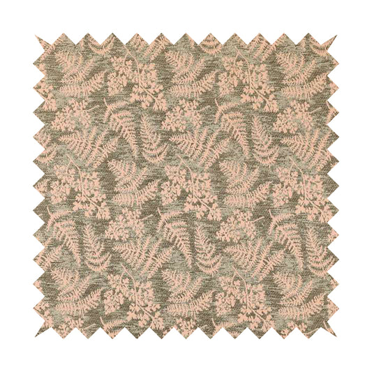 Leaf Pattern Chenille Pink Brown Colour Upholstery Fabric JO-1125