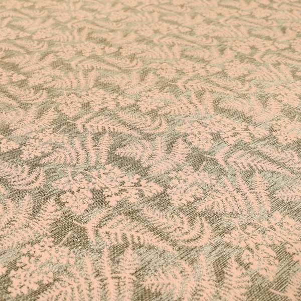 Leaf Pattern Chenille Pink Brown Colour Upholstery Fabric JO-1125 - Roman Blinds