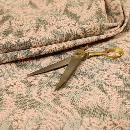 Leaf Pattern Chenille Pink Brown Colour Upholstery Fabric JO-1125 - Made To Measure Curtains