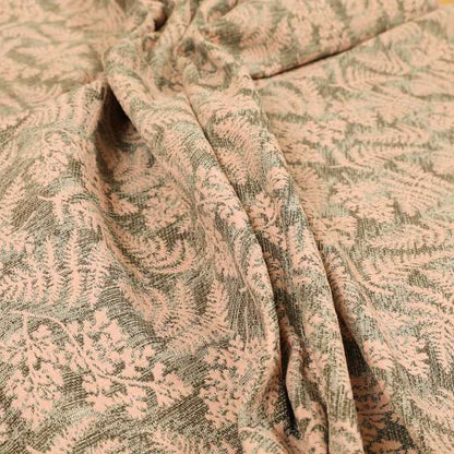 Leaf Pattern Chenille Pink Brown Colour Upholstery Fabric JO-1125