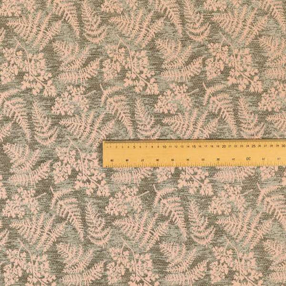 Leaf Pattern Chenille Pink Brown Colour Upholstery Fabric JO-1125 - Made To Measure Curtains