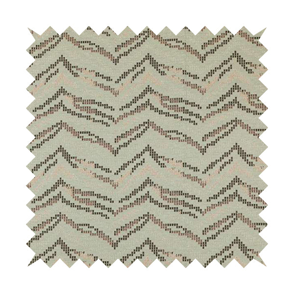 Wave Striped Pattern In Grey Pink Colour Chenille Jacquard Upholstery Fabric JO-1128 - Roman Blinds