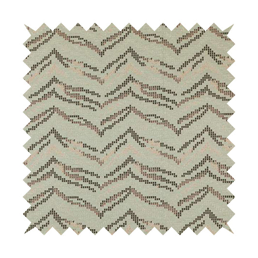 Wave Striped Pattern In Grey Pink Colour Chenille Jacquard Upholstery Fabric JO-1128