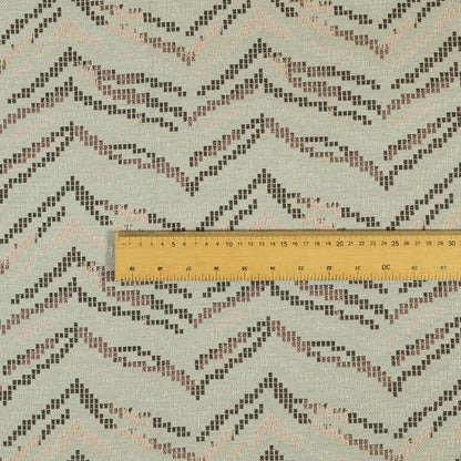 Wave Striped Pattern In Grey Pink Colour Chenille Jacquard Upholstery Fabric JO-1128 - Roman Blinds