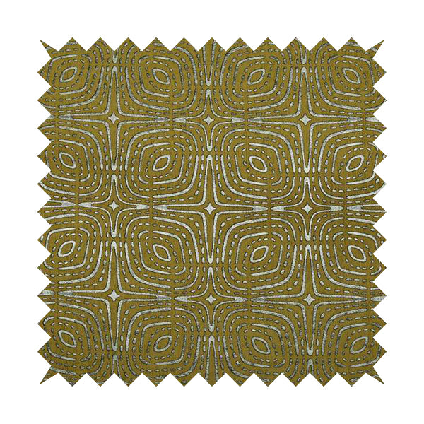 Yellow Silver Coloured Designer Geometric Pattern Soft Chenille Upholstery Fabric JO-113 - Roman Blinds