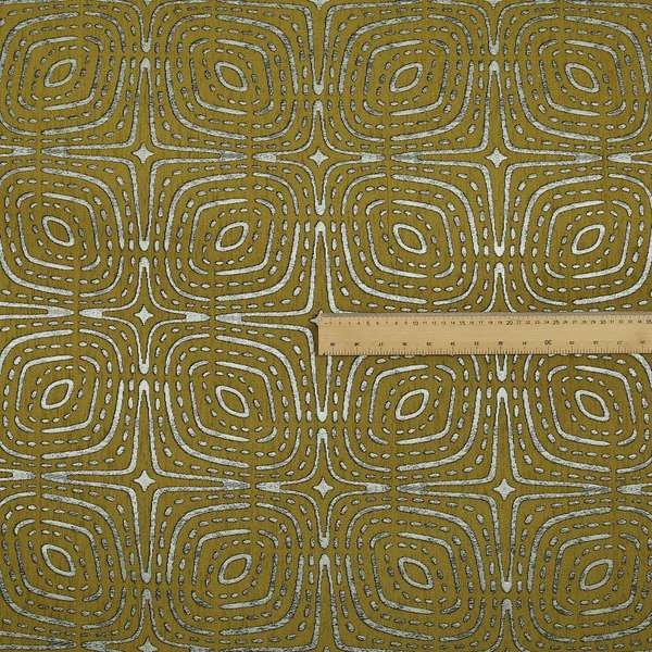 Yellow Silver Coloured Designer Geometric Pattern Soft Chenille Upholstery Fabric JO-113 - Roman Blinds