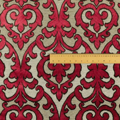 Fleur De Lis Theme Pattern Pink Purple Beige Pattern Cut Velvet Upholstery Fabric JO-1130 - Handmade Cushions