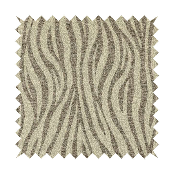 Zebra Striped Inspired Pattern Chenille Material Brown Cream Colour Upholstery Fabric JO-1133 - Made To Measure Curtains