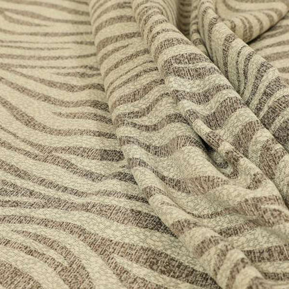 Zebra Striped Inspired Pattern Chenille Material Brown Cream Colour Upholstery Fabric JO-1133 - Made To Measure Curtains