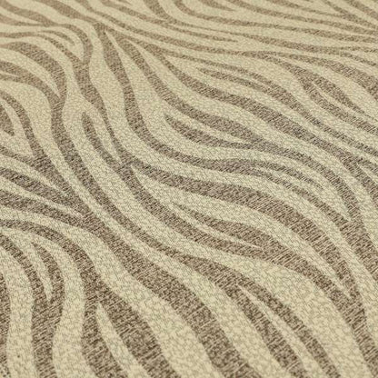 Zebra Striped Inspired Pattern Chenille Material Brown Cream Colour Upholstery Fabric JO-1133 - Made To Measure Curtains