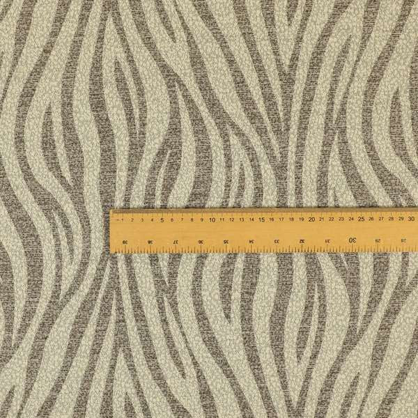 Zebra Striped Inspired Pattern Chenille Material Brown Cream Colour Upholstery Fabric JO-1133 - Made To Measure Curtains