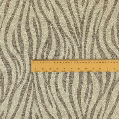 Zebra Striped Inspired Pattern Chenille Material Brown Cream Colour Upholstery Fabric JO-1133 - Made To Measure Curtains