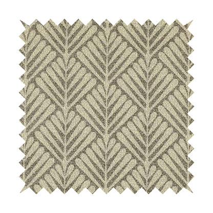 Palm Tree Striped Pattern Chenille Brown Cream Colour Upholstery Fabric JO-1134 - Made To Measure Curtains