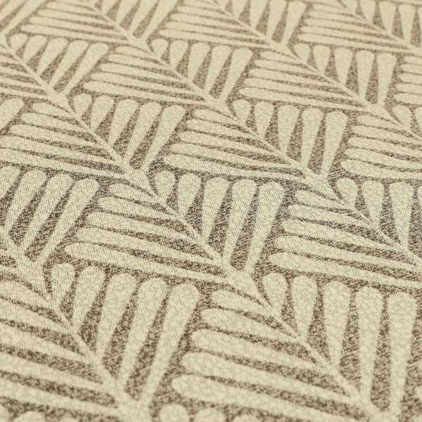 Palm Tree Striped Pattern Chenille Brown Cream Colour Upholstery Fabric JO-1134 - Made To Measure Curtains