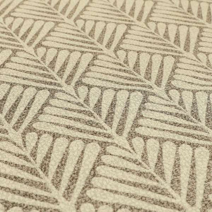 Palm Tree Striped Pattern Chenille Brown Cream Colour Upholstery Fabric JO-1134 - Made To Measure Curtains