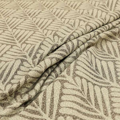 Palm Tree Striped Pattern Chenille Brown Cream Colour Upholstery Fabric JO-1134 - Roman Blinds