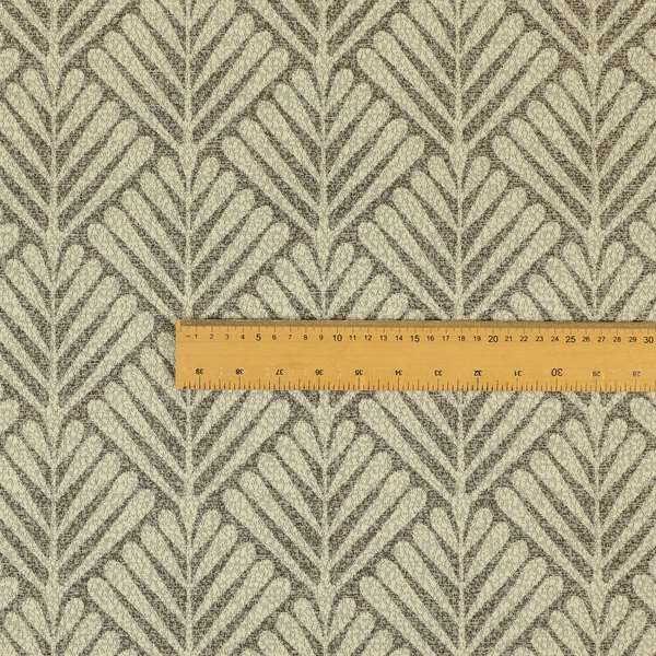 Palm Tree Striped Pattern Chenille Brown Cream Colour Upholstery Fabric JO-1134 - Made To Measure Curtains