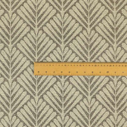 Palm Tree Striped Pattern Chenille Brown Cream Colour Upholstery Fabric JO-1134 - Made To Measure Curtains