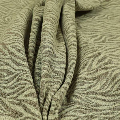 Striped Inspired Pattern Chenille Material Brown Cream Colour Upholstery Fabric JO-1135 - Roman Blinds