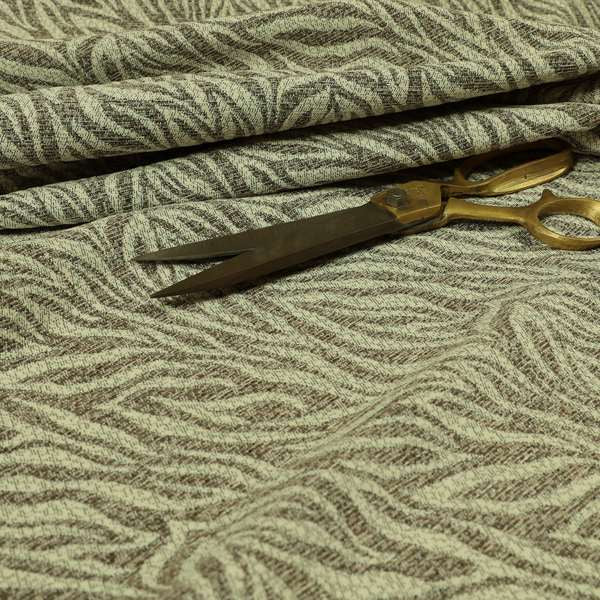 Striped Inspired Pattern Chenille Material Brown Cream Colour Upholstery Fabric JO-1135 - Made To Measure Curtains