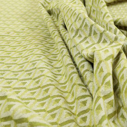3D Geometric Pattern Green White Colour Soft Chenille Upholstery Fabric JO-1137