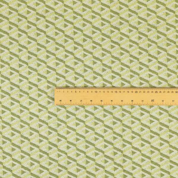 3D Geometric Pattern Green White Colour Soft Chenille Upholstery Fabric JO-1137 - Roman Blinds