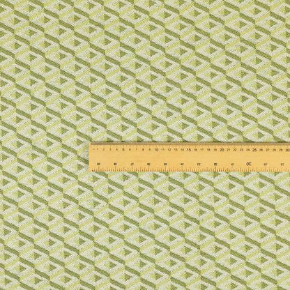 3D Geometric Pattern Green White Colour Soft Chenille Upholstery Fabric JO-1137 - Roman Blinds