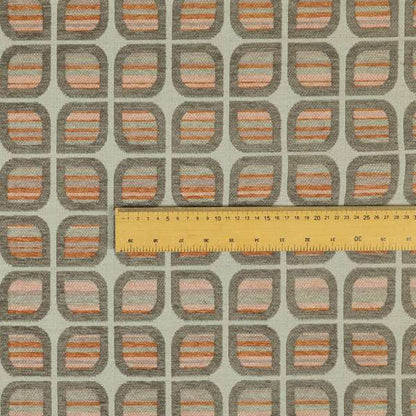 Modern Geometric Pattern In Brown Orange Colour Chenille Upholstery Fabric JO-1138 - Roman Blinds