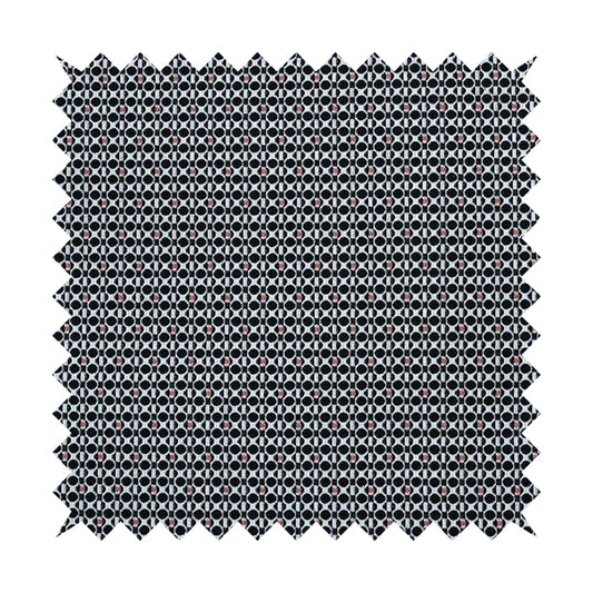 Uzbek Decorative Geometric Small Circular Pattern Black White Pink Colour Soft Chenille Interior Fabric JO-114