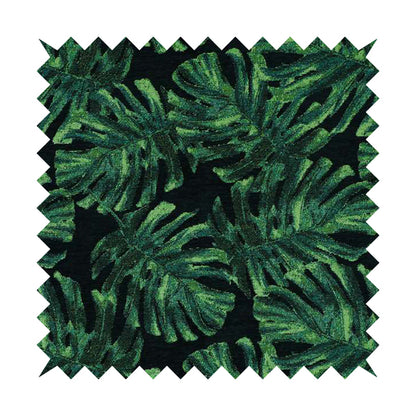 Jungle Leaf Pattern Green Blue Colour Soft Chenille Upholstery Fabric JO-1140 - Made To Measure Curtains