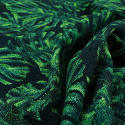 Jungle Leaf Pattern Green Blue Colour Soft Chenille Upholstery Fabric JO-1140 - Handmade Cushions