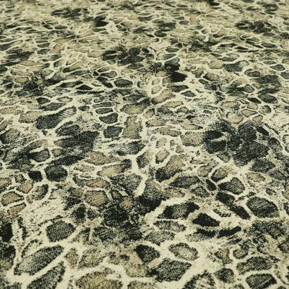 Old Stone Effect Pattern Black Beige Colour Soft Chenille Upholstery Fabric JO-1141